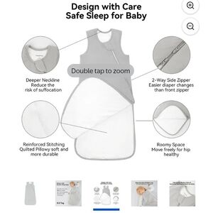 Cozy Gray Baby Sleep Sack with Dual Zipper
